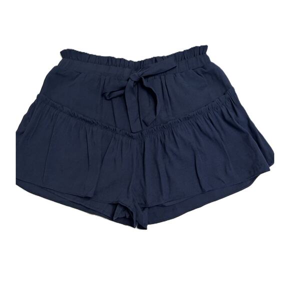 NWT English Factory Navy Blue Ruffle High-Waisted Shorts/Skort w/ Pockets-Large - Picture 1 of 9